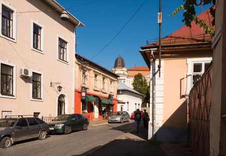 UZHHOROD, UKRAINE - OCTOBER 7, 2018: Streets and architecture of the old city of Uzhgorod in Ukraine