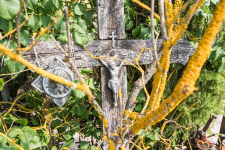 SIAULIAI, LITHUANIA - JULY 28, 2019: The Crucifixion of Christ at the Hill of Crosses. Hill of Crosses is a unique monument of history and religious folk artのeditorial素材