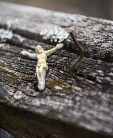 SIAULIAI, LITHUANIA - JULY 28, 2019: The Crucifixion of Christ at the Hill of Crosses. Hill of Crosses is a unique monument of history and religious folk artのeditorial素材