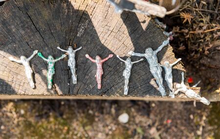 SIAULIAI, LITHUANIA - JULY 28, 2019: The Crucifixion of Christ at the Hill of Crosses. Hill of Crosses is a unique monument of history and religious folk artのeditorial素材