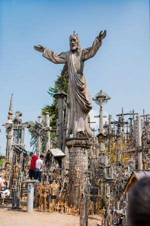 SIAULIAI, LITHUANIA - JULY 28, 2019: Hill of Crosses is a unique monument of history and religious folk art and the most important Lithuanian Catholic pilgrimage siteのeditorial素材
