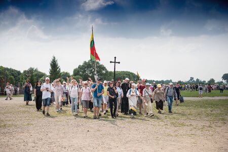 SIAULIAI, LITHUANIA - JULY 28, 2019: Hill of Crosses is a unique monument of history and religious folk art and the most important Lithuanian Catholic pilgrimage siteのeditorial素材