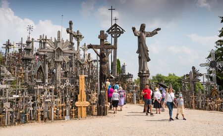 SIAULIAI, LITHUANIA - JULY 28, 2019: Hill of Crosses is a unique monument of history and religious folk art and the most important Lithuanian Catholic pilgrimage siteのeditorial素材