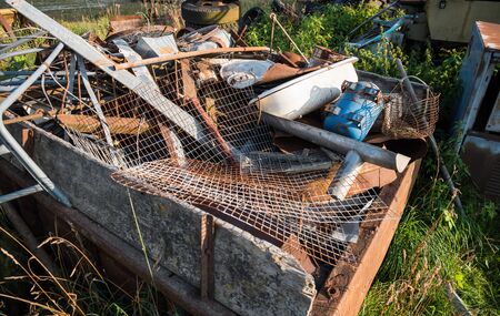 Scrap metal on recycling plant site. Recycling industryの写真素材