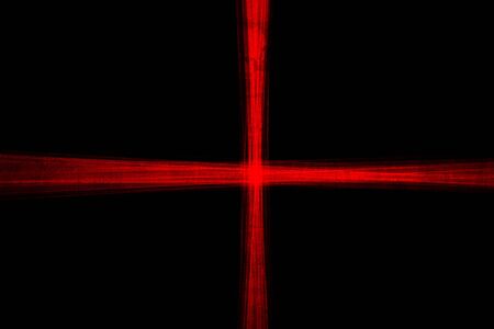 Abstract red lines drawn by light on a black background. Laser linesの写真素材