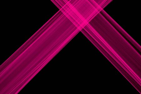 Abstract pink lines drawn by light on a black background. Laser linesの写真素材