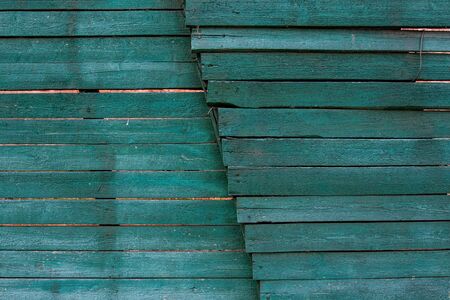 Wooden background. Wooden turquoise horizontal boardsの写真素材