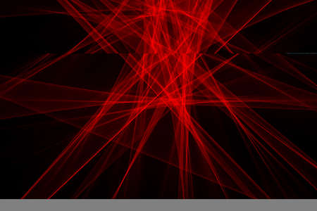 Abstract red lines drawn by light on a black background. Laser linesの写真素材