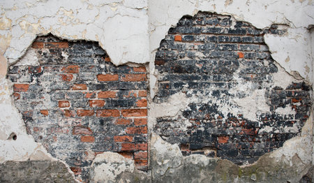 Brick wall texture of the old houseの写真素材