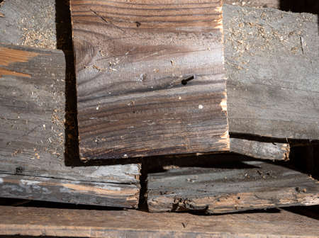 Pile of old wood planks for kindling the stove