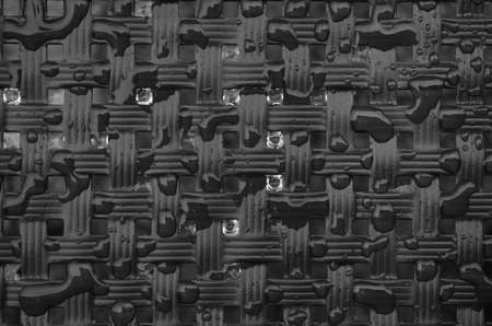 Close up water drops on metal surface can be used for web design. Abstract texture background