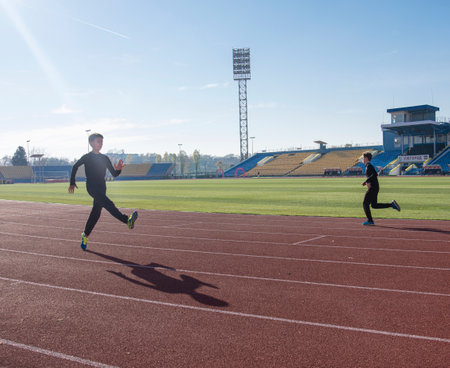 Uzhhorod, Ukraine - November 13, 2021: Warming-up of children  athletes before the competition at...