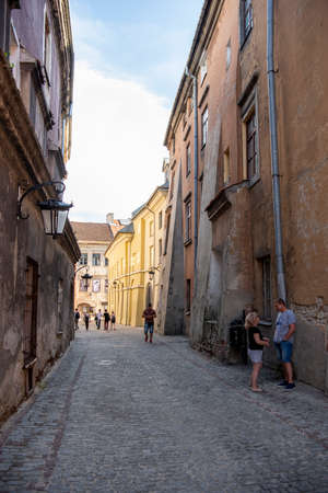 LUBLIN, POLAND - JULY 27, 2018: Streets and architecture of the old city of Lublin. Lublin is the ninth largest city in Polandのeditorial素材