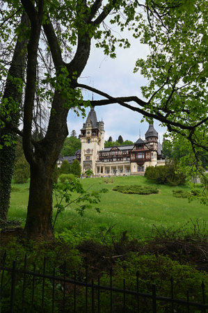 Sinaia, Romania - May 27, 2023: Beautiful Peles castle in Sinaia,  Romaniaのeditorial素材
