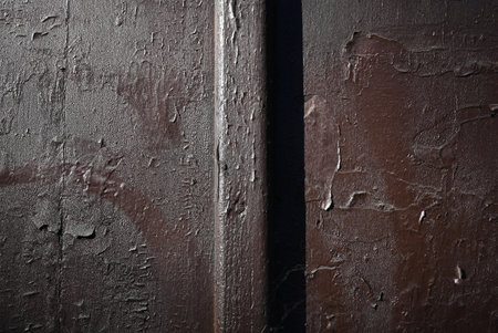 Fragment of old wooden door with cracked paint