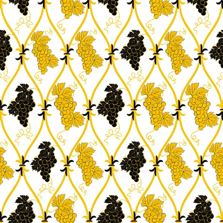 seamless abstract golden and black grape pattern のイラスト素材