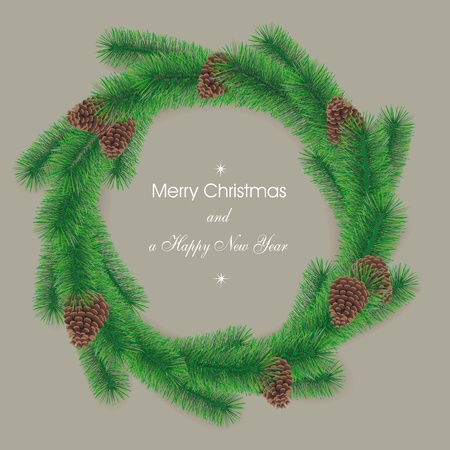 christmas card as fir wreath frame with bumpsのイラスト素材