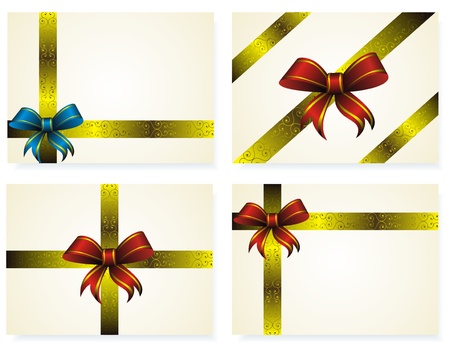 set of yellow letters decorated golden ribbon and bow のイラスト素材