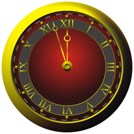 ancient golden watch with red dial, isolated on whiteのイラスト素材