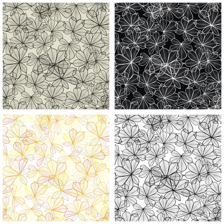 set of four seamless pattern of autumn leaves のイラスト素材