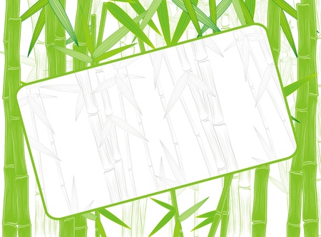 summer green bamboo frame with silhouette backgroundのイラスト素材