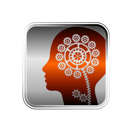 technological icon as abstract people head silhouette with gear construction inside のイラスト素材