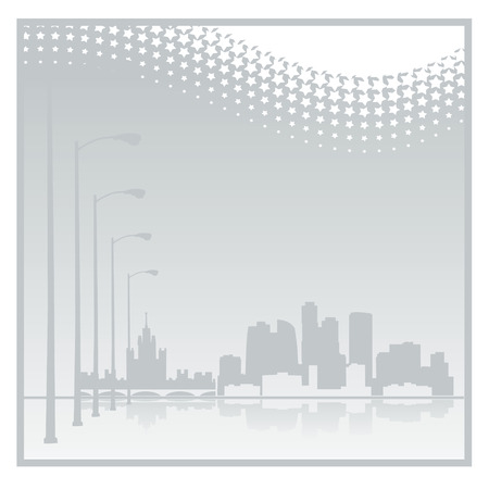 people silhouette with modern city backgroundのイラスト素材