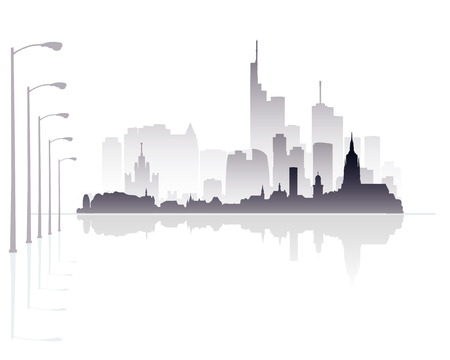people silhouette with modern city backgroundのイラスト素材