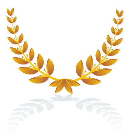 icon as abstract yellow olive wreath, isolated on white with shadowのイラスト素材