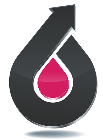 icon as gray arrow with magenta center, isolated on white with shadow のイラスト素材