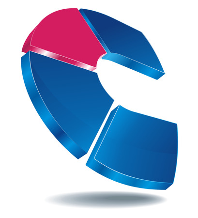 icon as letter C from segments, isolated on white with shadow のイラスト素材