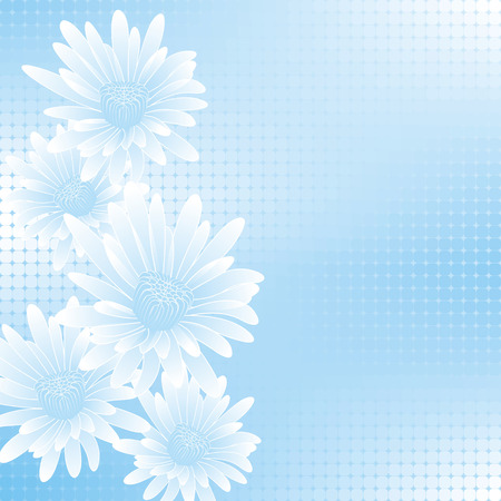 abstract blue flowers on geometric cell background のイラスト素材