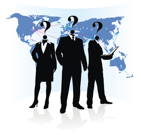 silhouette of group unknown people on earth map backgroundのイラスト素材
