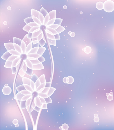 abstract white flowers on pink sky background のイラスト素材