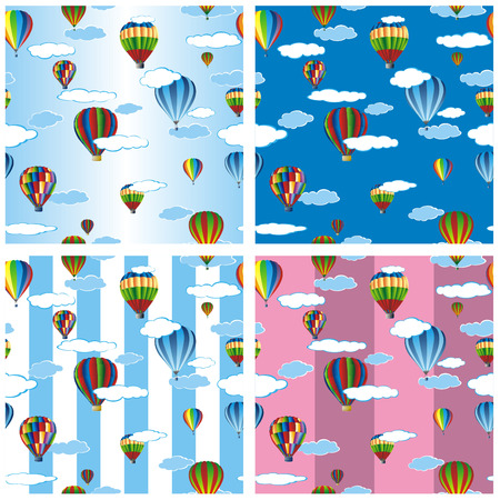seamless pattern set as colored balloons in the skyのイラスト素材
