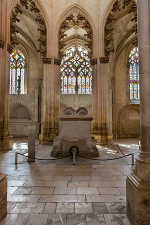 BATALHA, PORTUGAL, APRIL  24, 2014: Inside view of Batalha Santa Maria da Vitoria Dominican abbey- Batalha, Portugalのeditorial素材