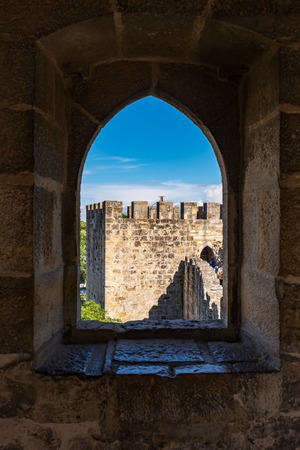 Internal part of Sao Jorge Castle, at the historical centre of Lisbon, Portugalのeditorial素材