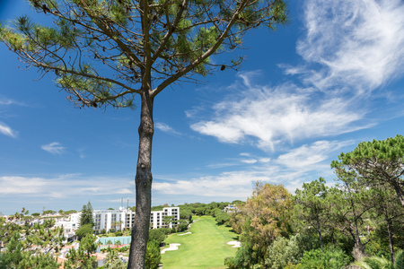 WOLF VALLEY, ALGARVE, PORTUGAL, MAY 2, 2014: Houses and buildings in Wolf Valley (Vale do Lobo), Algarve, Portugalのeditorial素材