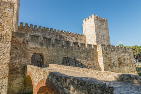 LISBON, PORTUGAL April 21 ,2104: Internal part Castle of Sao Jorge, the historical center of Lisbon, Portugalのeditorial素材