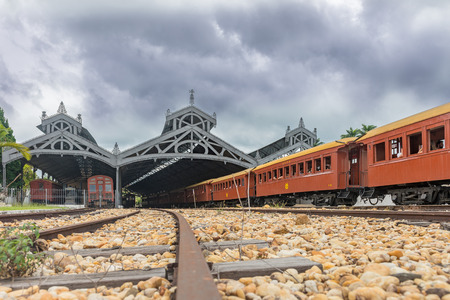 Tiradentes, Brazil, Dec 30, 2015: Old May Smoke train parked at the station in Saint John Del Rei, a...