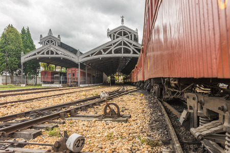 Tiradentes, Brazil, Dec 30, 2015: Old May Smoke train parked at the station in Saint John Del Rei, a Colonial Unesco World Heritage city.のeditorial素材