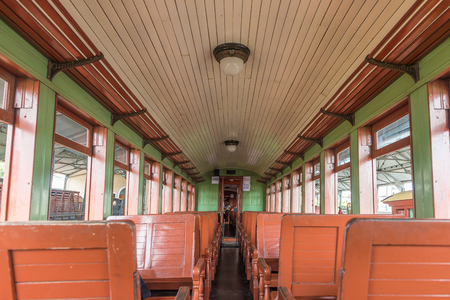 Tiradentes, Brazil, Dec 30, 2015: Wagon inside view of an old May Smoke train in Tiradentes, a Colonial Unesco World Heritage city.のeditorial素材