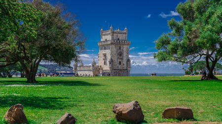 Lisbon, Portugal - April 21, 2014: Belem Tower located on the Tagus River, Lisbon, Portugalのeditorial素材