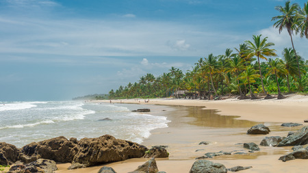 Itacare, Brazil - December 7, 2016: Amazing green nature at the Itacarezinho beach in Bahiaのeditorial素材