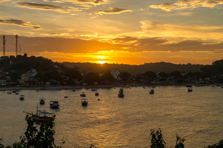 Itacare, Brazil - December 6, 2016: View of the Itacare village in Bahia at the sunset.のeditorial素材