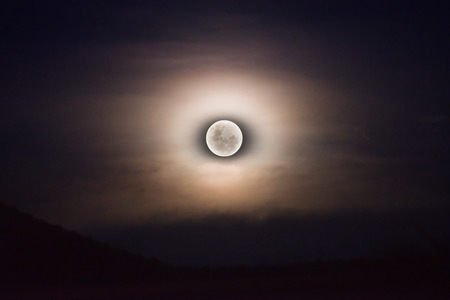 Super moon with illuminated sky at night on the first day of 2018