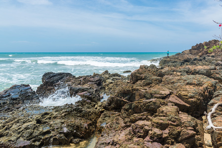 Itacare, Brazil - December 7, 2016:  Fisherman at Itacarezinho beach at Bahia state in Brazilのeditorial素材