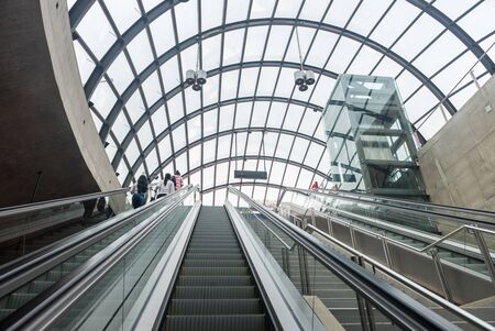 Sao Paulo, Brazil, mai 26, 2018: Glass dome detail of the new Moema subway station in Sao Paulo