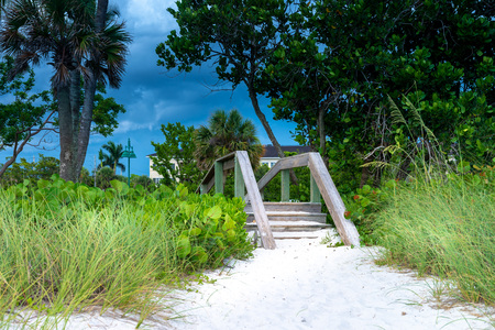 View of Naples beach entrance stairs n Floridaの写真素材