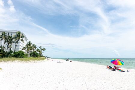 Naples, USA - jun 13, 2018: The beach in Naples city by the mexican gulfのeditorial素材